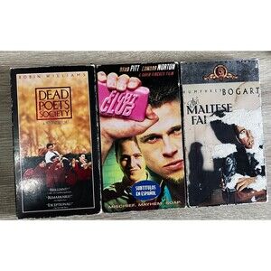 Classic VHS Movie Bundle – Fight Club, Dead Poets Society, The Maltese Falcon
